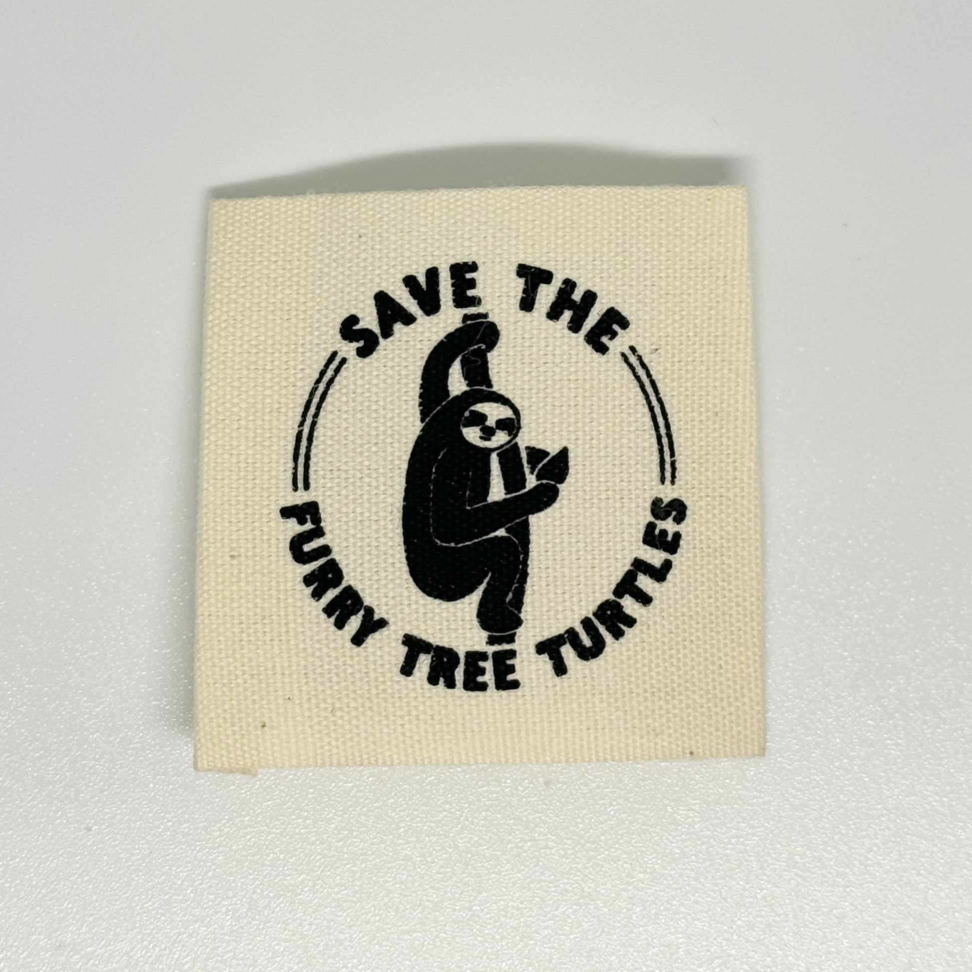 Save the Furry Tree Turtles Printed Cotton Label image 0