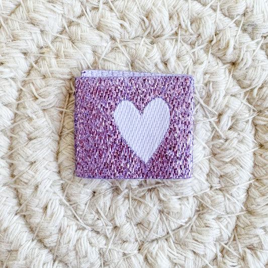 Lavender Shimmery Heart Woven Label image 0