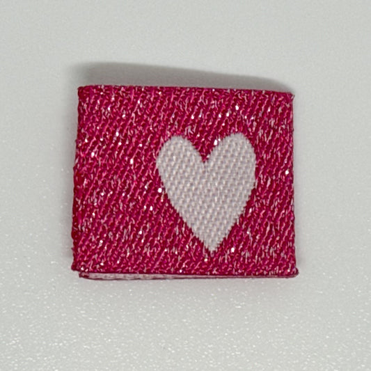 Pink Shimmery Heart Woven Label image 0