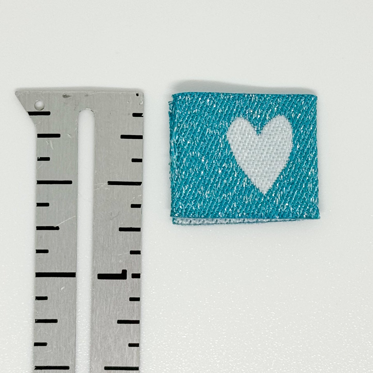 Blue Shimmery Heart Woven Label image 1