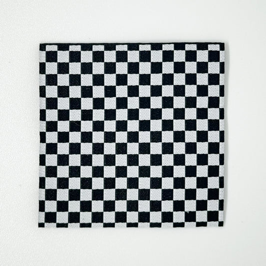 B&W Checker Layering Woven Label image 0