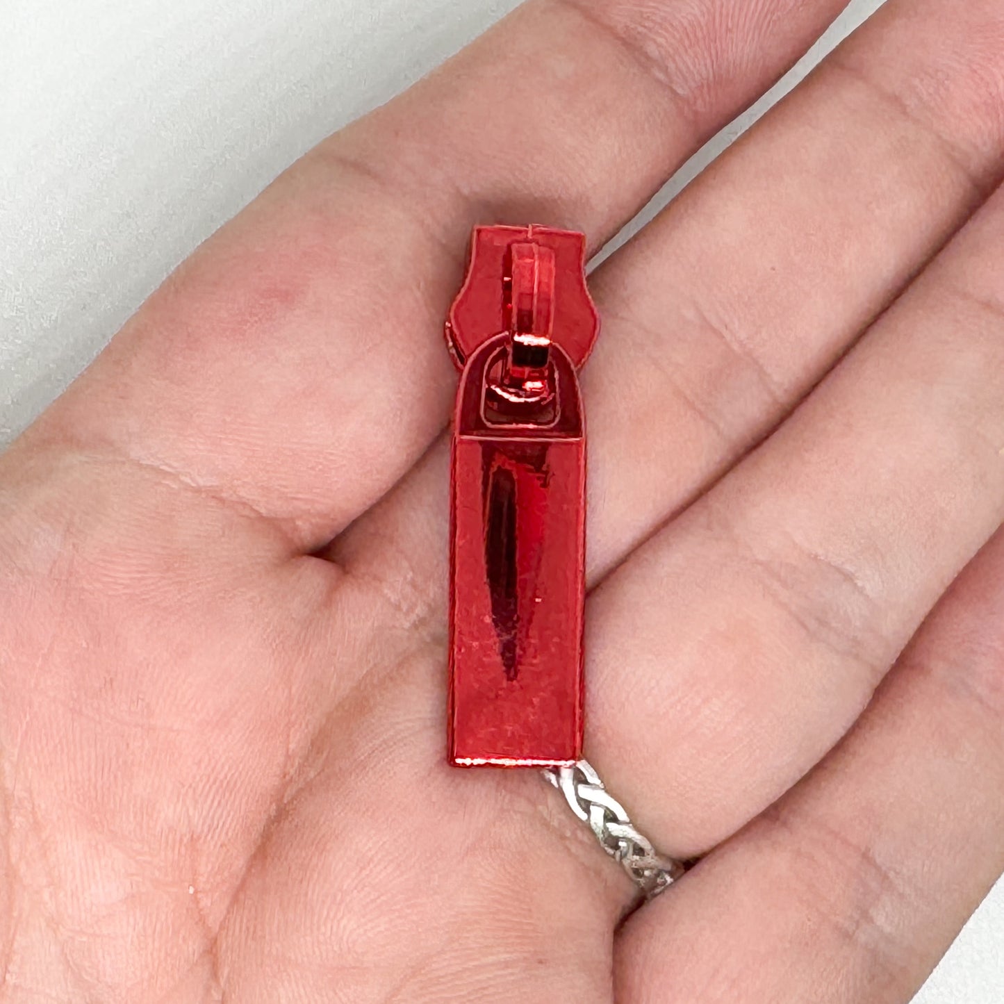 Shiny Red Zipper Pull image 2