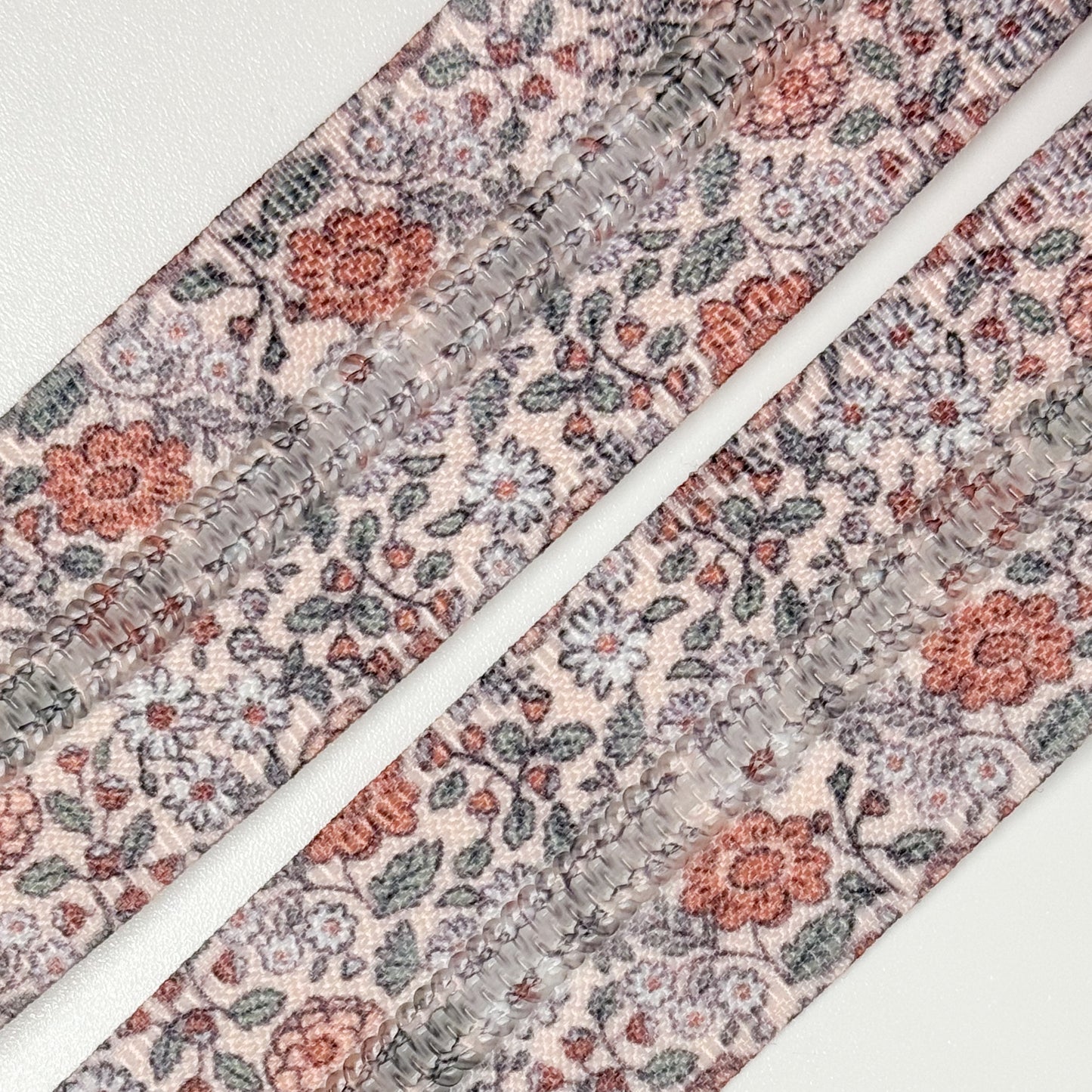 Neutral Floral Zipper Tape By the Yard  image 0