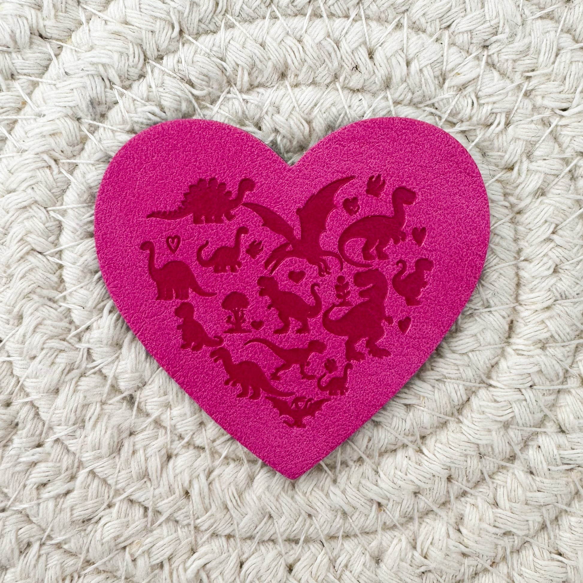 Dino Heart Pink Faux Leather Patch image 0