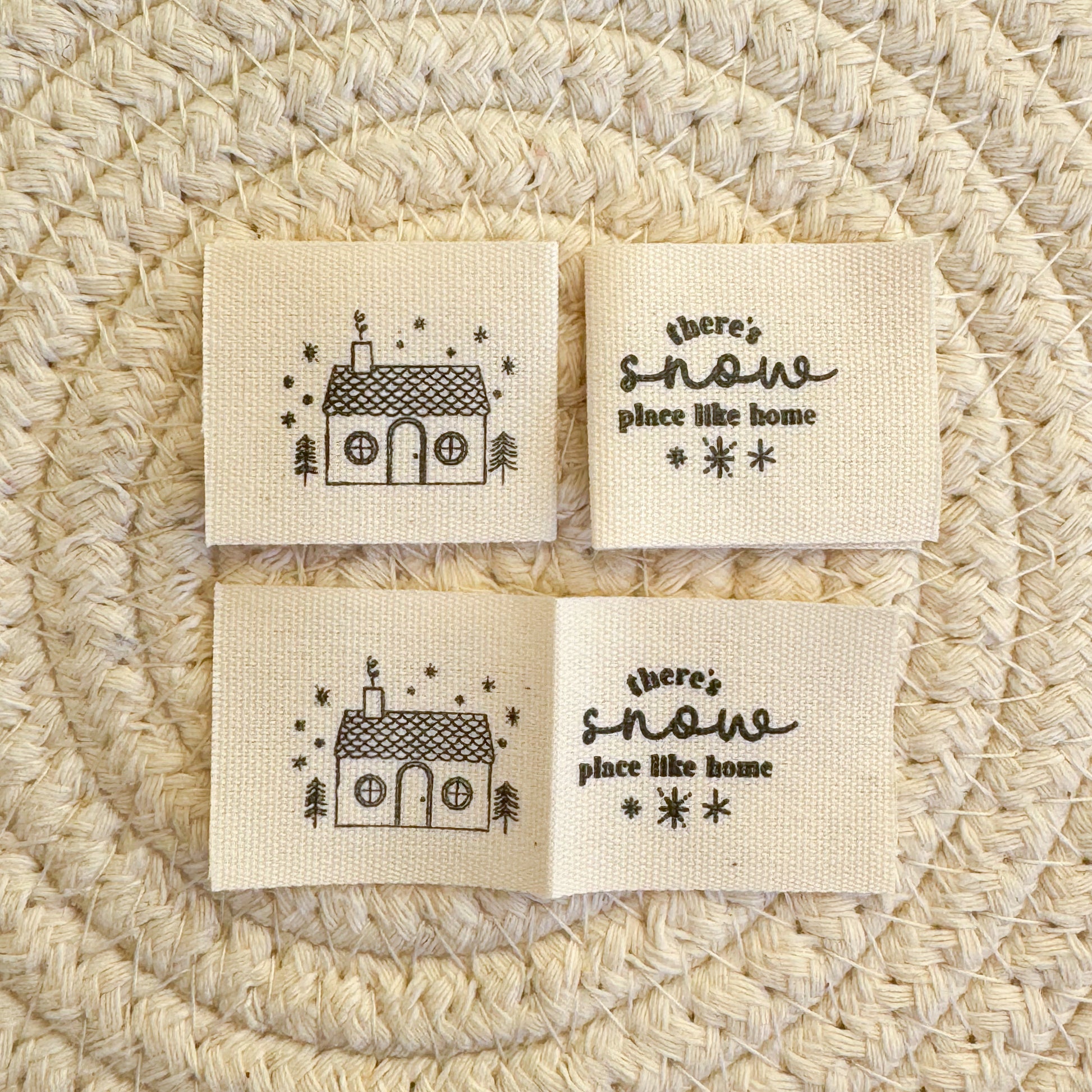 Winter Cottage Cotton Label (double sided design) image 0