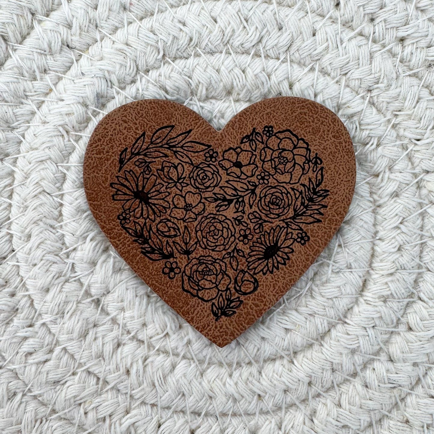 Floral Heart Faux Leather Patch image 0