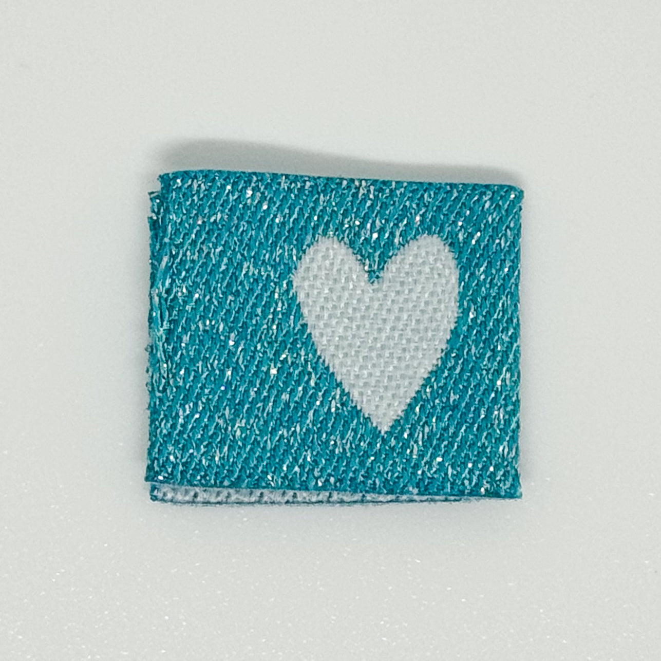 Blue Shimmery Heart Woven Label image 0