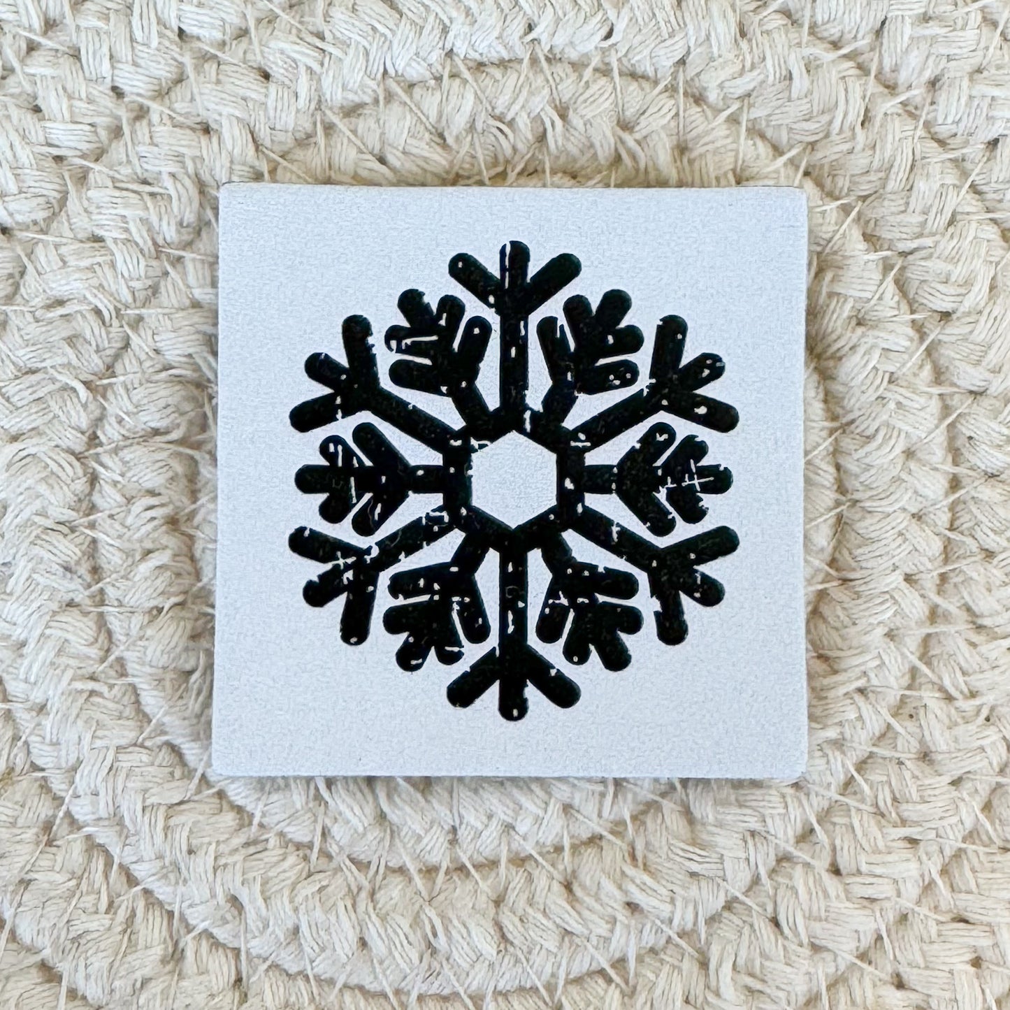 White Snowflake Faux Leather Patch image 0