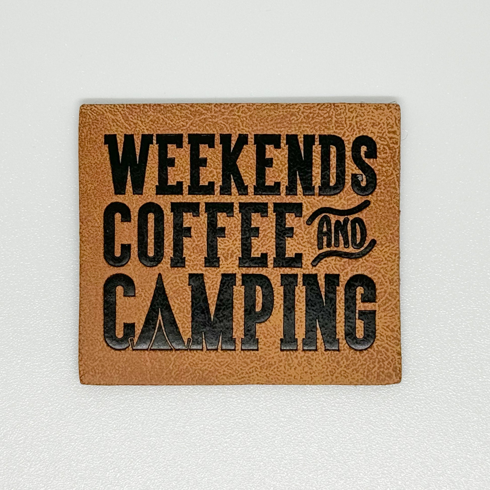 Weekends, Coffee and Camping Faux Leather Patch image 0