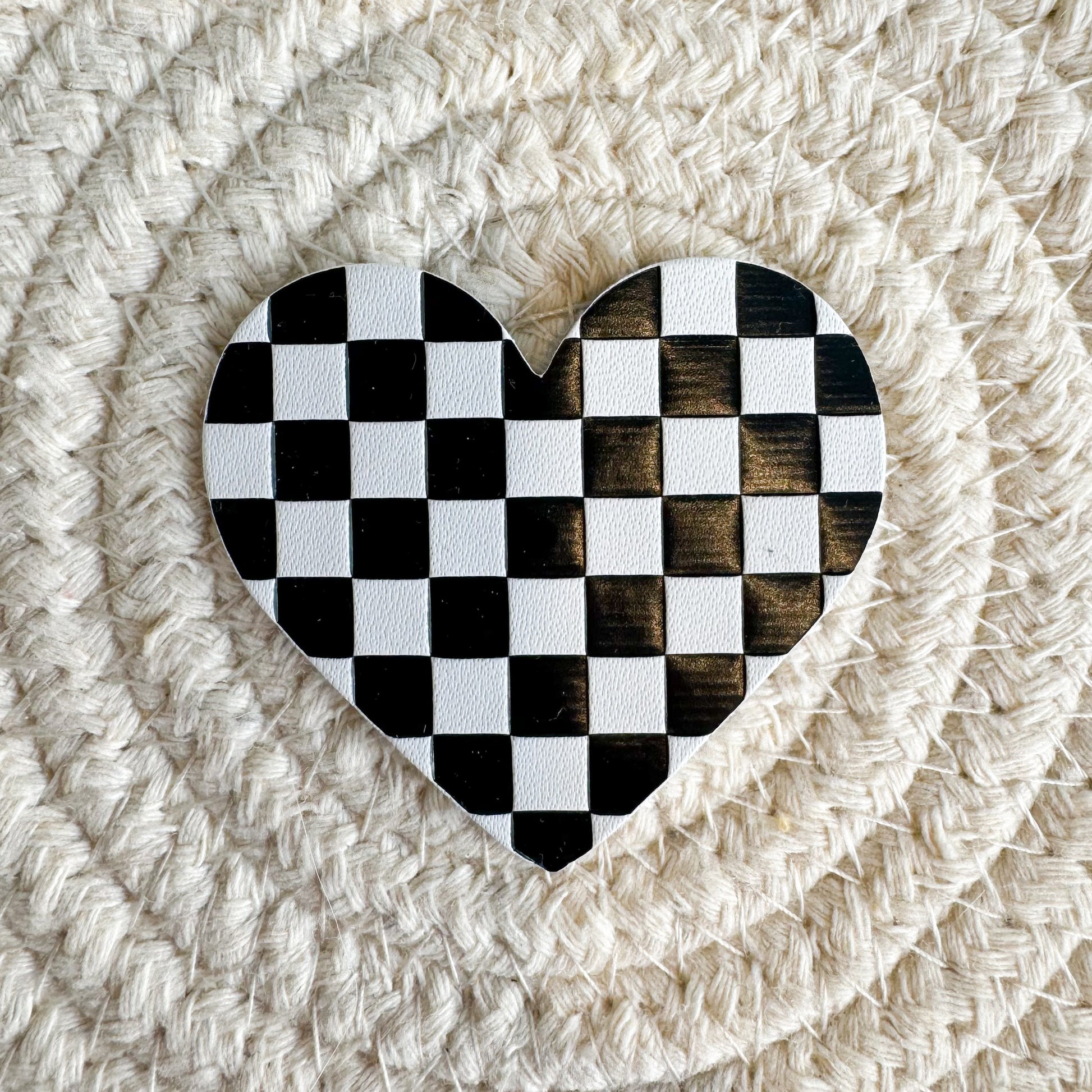 Checkered Heart Faux Leather Patch image 0