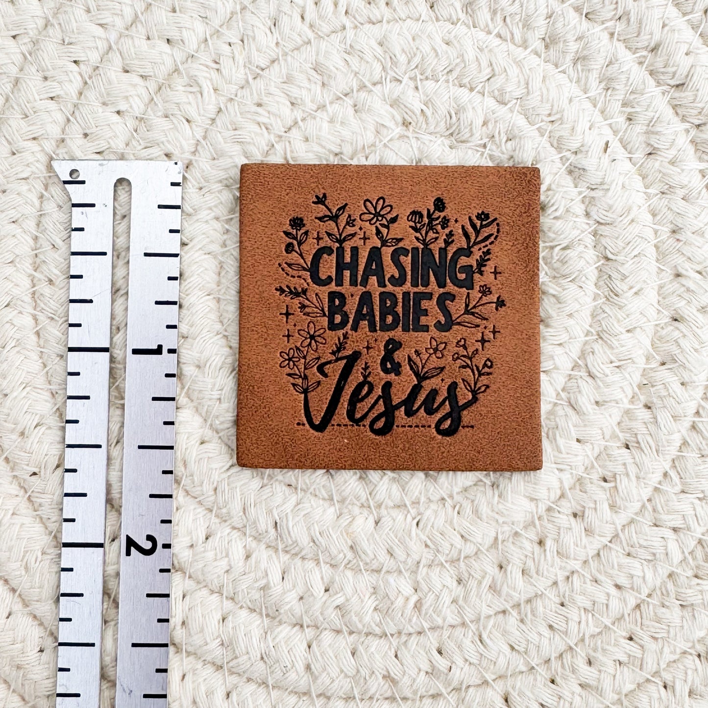 Chasing Babies and Jesus Faux Leather Patch image 1