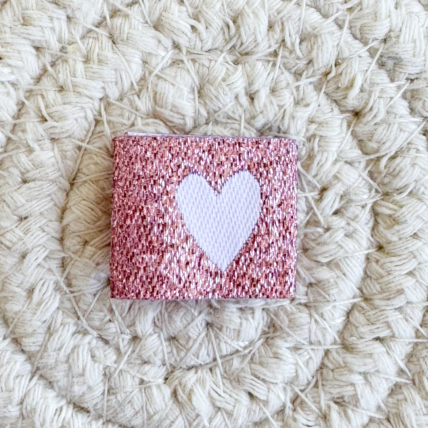 Light Pink Shimmery Heart Woven Label image 0