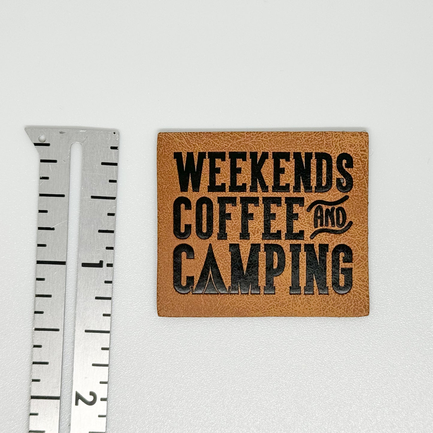 Weekends, Coffee and Camping Faux Leather Patch image 1