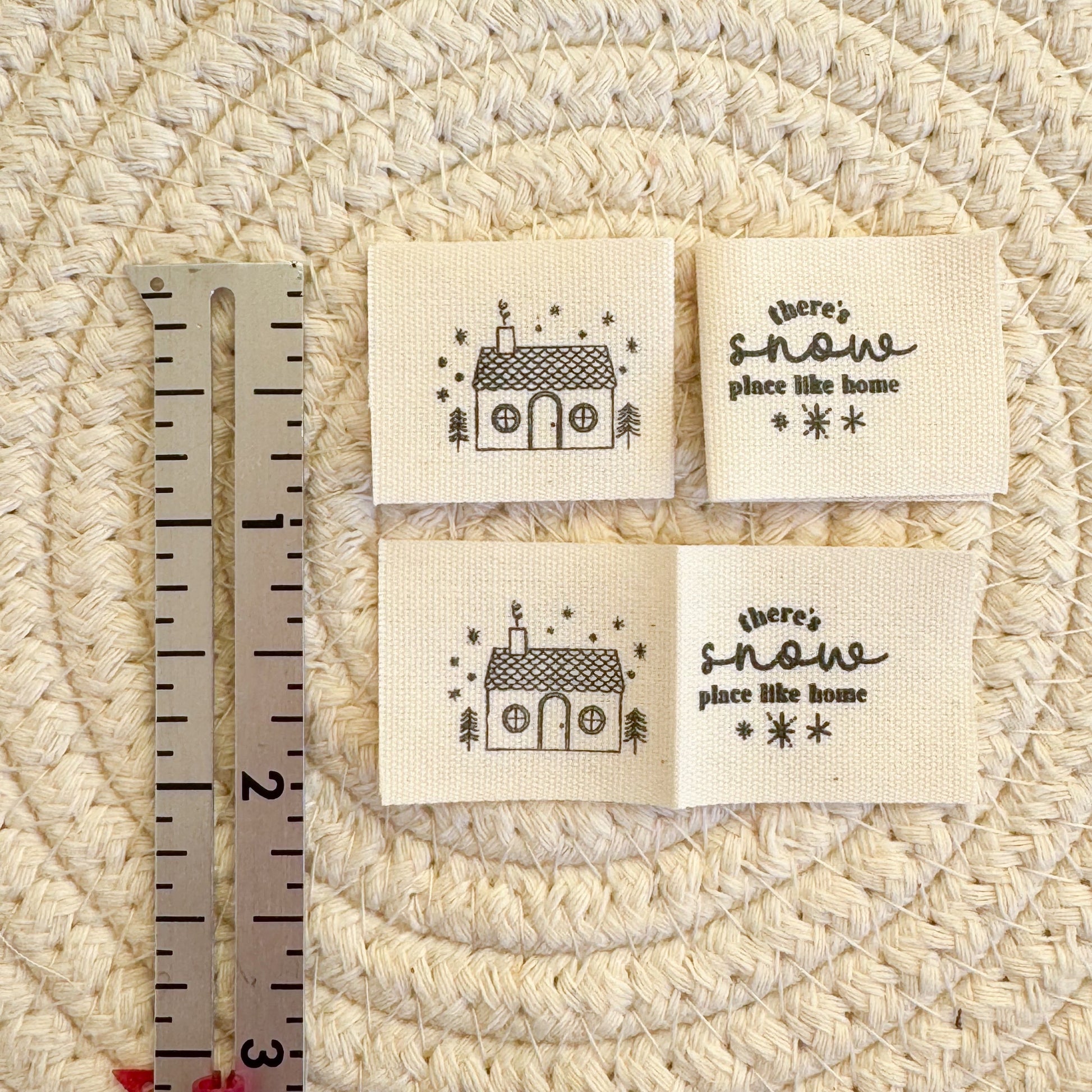 Winter Cottage Cotton Label (double sided design) image 1